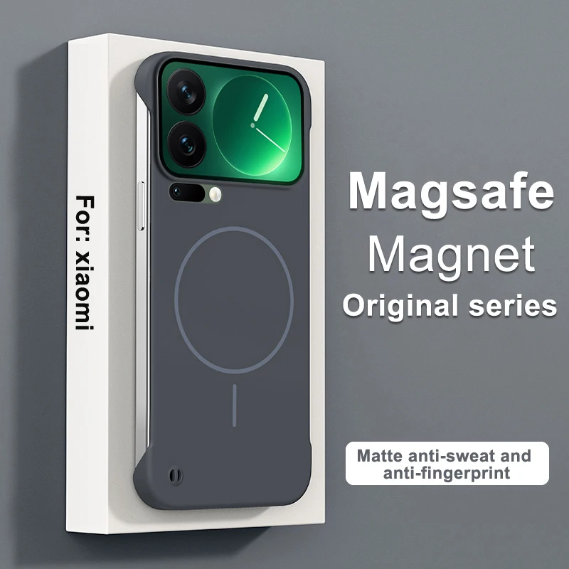 Capa Magnética Sem Moldura Para Celular (xiaomi 17 Cinza Escuro), Em Policarbonato Fosco.