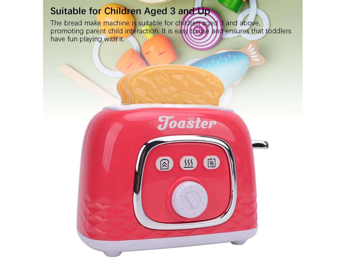 Primerox bread Maker Toy Simulação Torradeira Brinquedo Cozinha para Crianças 3+ Anos com Acessórios Abs