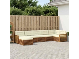 Vidaxl Conjunto De Sofás Para Exterior 7 Pcs Natural E Creme