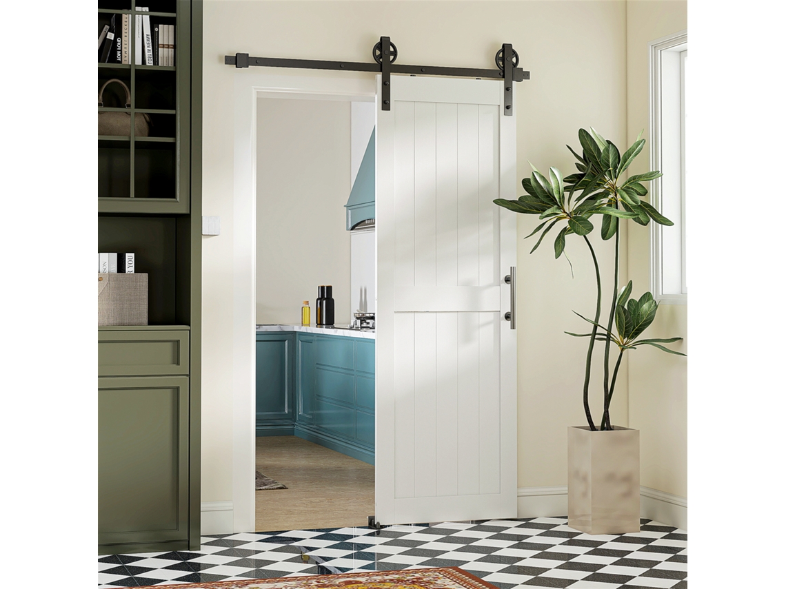 Porta de Correr Com Guias Mdf e Aço Cor Branco 71,5x3,5x213,4 cm Homcom