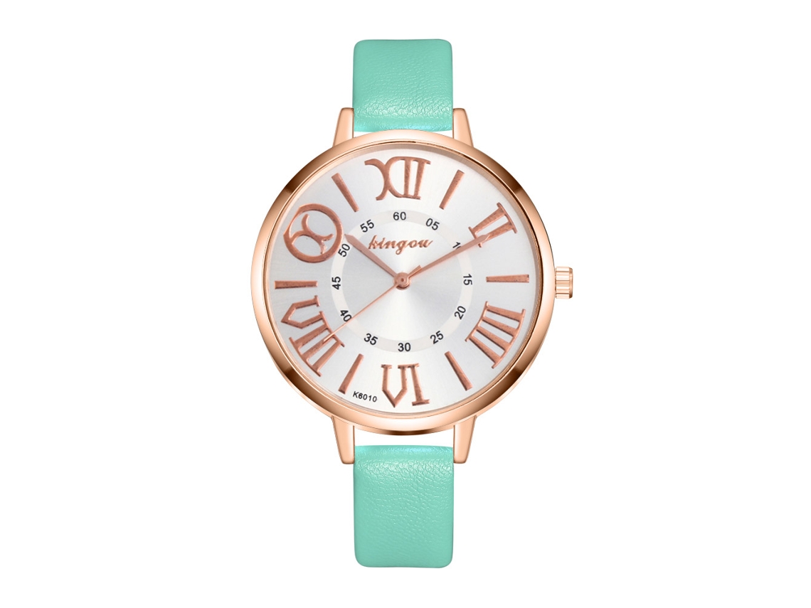 Relógio Analogico Feminino Simples Pulseira de Couro Pu Quartzo Zhoulianfa (mint)
