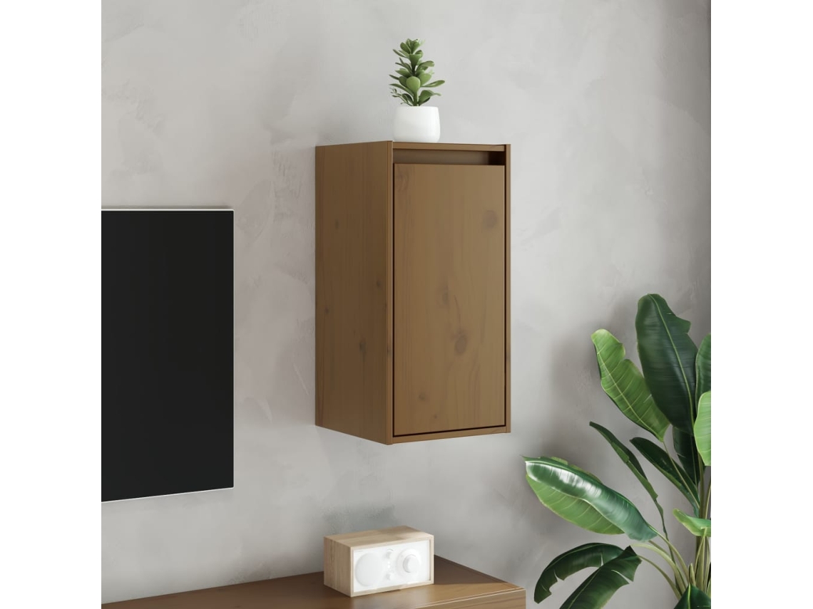 Vidaxl Armário De Parede 30x30x60 Cm Pinho Maciço Castanho Mel