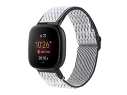 Pulseira De Relógio Lurelia Para Fitbit Versa 4 / Sense 2 Nylon Branco Preto