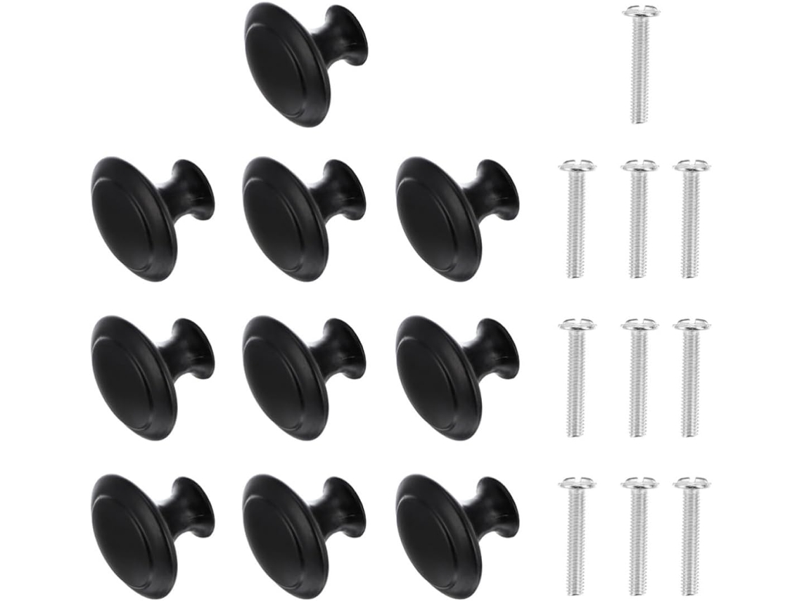 Conjunto De 10 Puxadores Em Aço Inoxidável Preto Frcolor Para Gavetas, Armários E Guarda Roupas