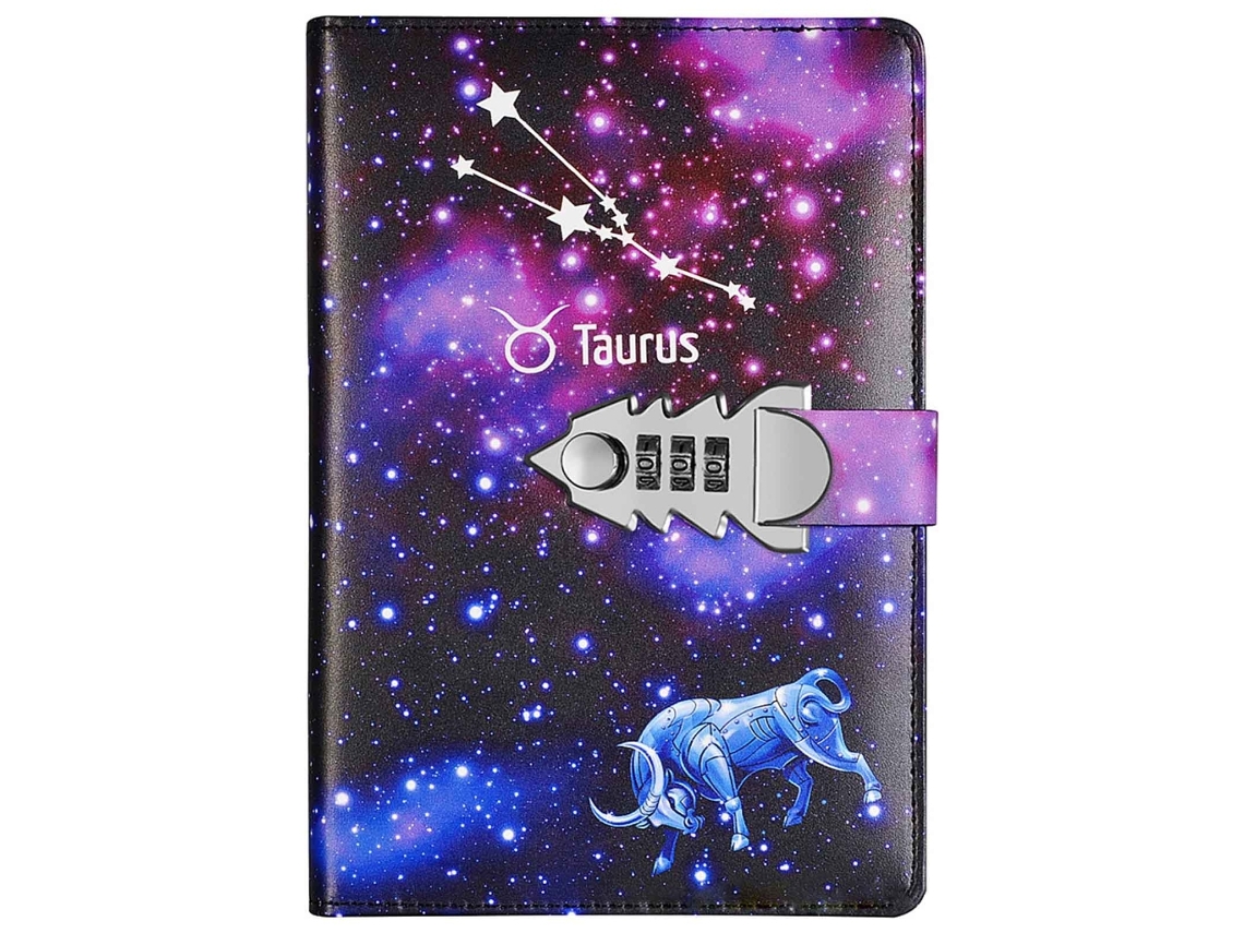 Diário De Escrita Constelação A5 Caderno Digital De Couro Com Cadeado Estrelado E Senha Brilvibera