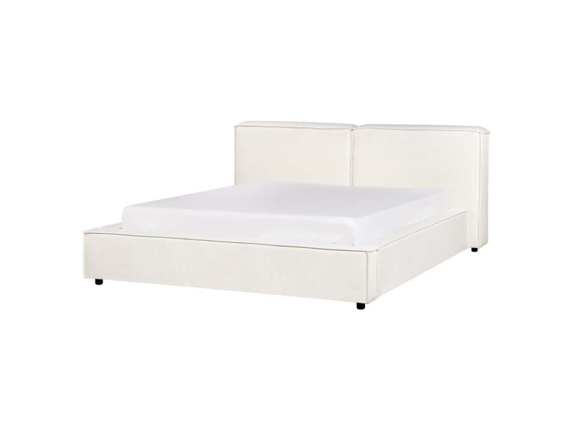 Cama Beliani Linards De Tela Blanco 210x242x94