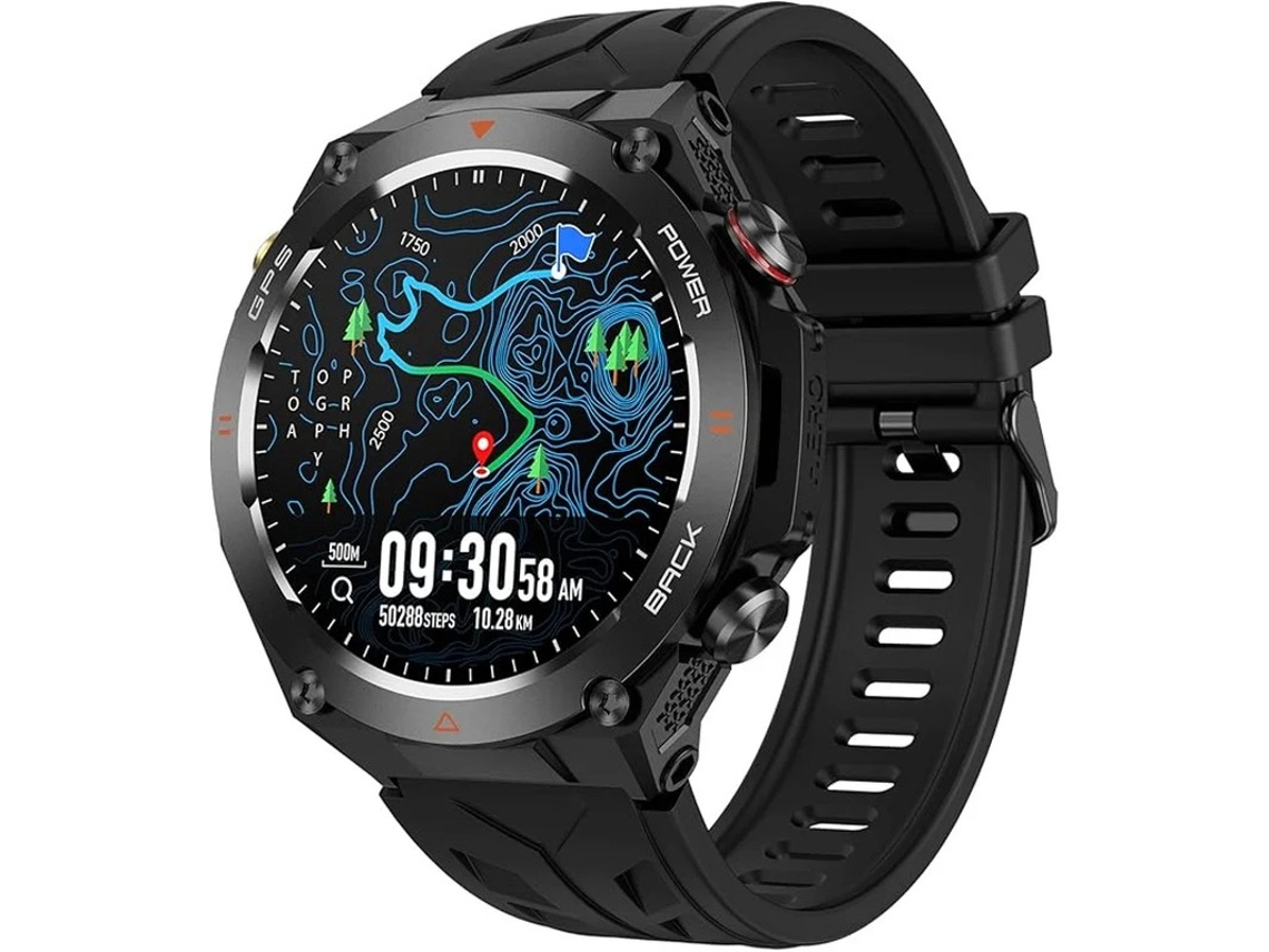 Smartwatch GPS multifuncional com rastreador de condicionamento físico, frequência cardíaca, sono e design à prova d'água, preto Bestvite