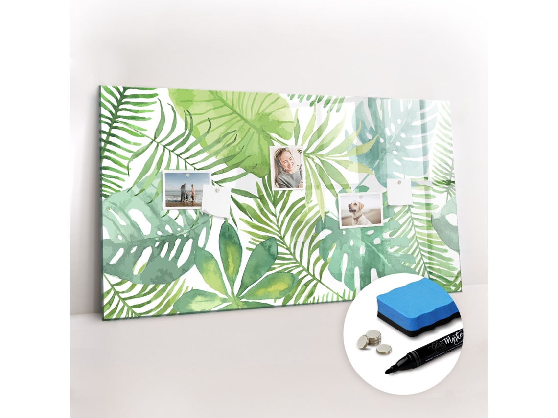 Quadro Magnético De Parede Folhas Tropicais Para A Sala De Estar Espelharte (120x60 Cm)