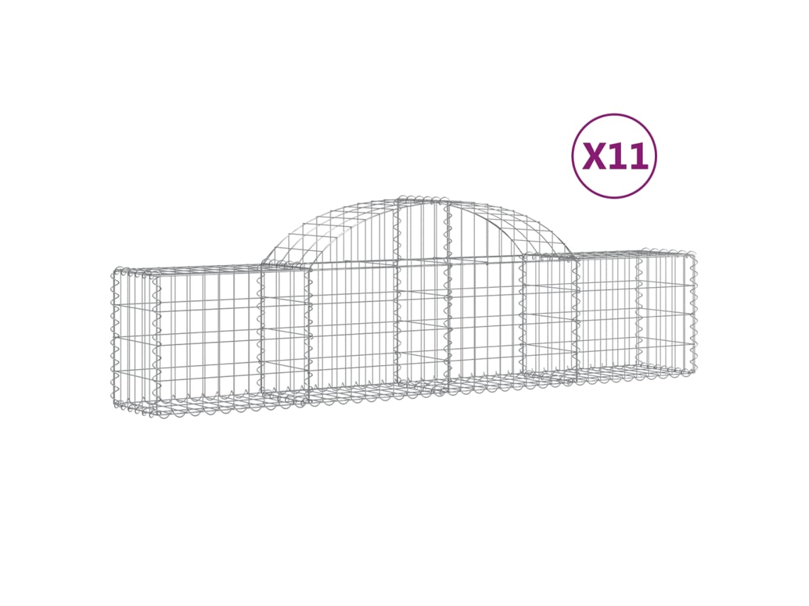 Conjunto 11 Cesto gabião VIDAXL Prateado Ferro (200x30x40/60 cm)