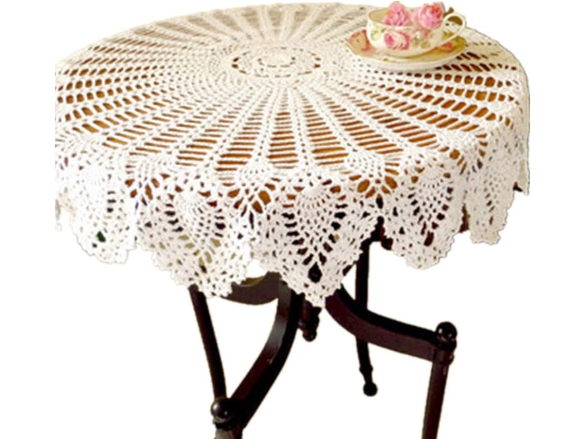 Toalha De Mesa Redonda De Renda Vintage Feita À Mão, Algodão, 90 Cm, Algodão, Branca, Redonda De 90 Cm
