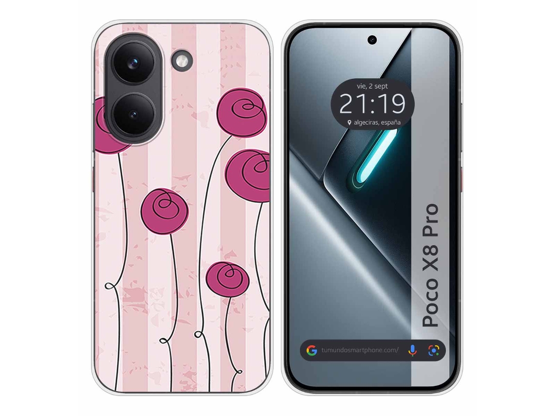 Capa Tumundosmartphone De Silicone Para Xiaomi Poco X8 Pro 5g Com Estampa Floral Vintage