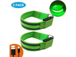 2pcs Pulseiras De Braço Led Brilhantes No Escuro Recarregáveis Usb Reflectivas Para Corrida Ciclismo Exercícios Noturnos