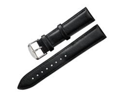 Pulseira de couro para relógio de 22 mm em aço inoxidável preto com fecho em T.