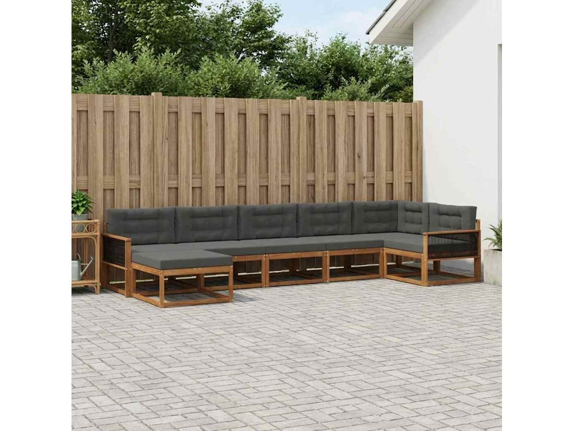 Vidaxl Conjunto De Sofás Para Exterior 7 Pcs Natural E Antracite