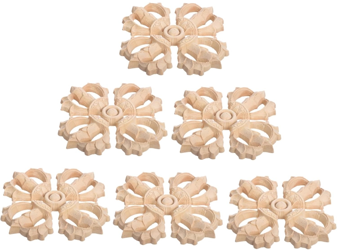 Gadpiparty Conjunto De 6-apliques Decorativos Entalhados Em Madeira Maciça Estilo Europeu Para Móveis, Armários