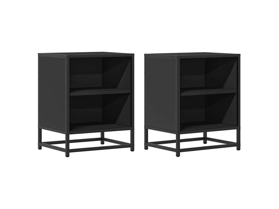 Bedside Cabinet, Bedside Cabinets Vidaxl Preto Madeira Processada (n/a)