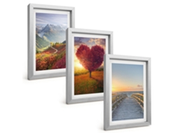 Composição De Quadros Paisagens De Montanhas, Árvore, Píer Em Forma De Coração Espelharte (3 Peças 20x30 Cm)