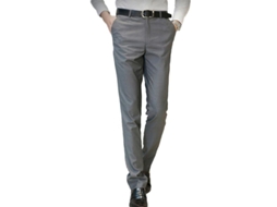 Pantalones De Traje Para Hombre Cloudstyle De Corte Recto Ajuste Formal Gris M Gris