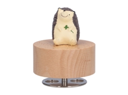 Caixa de Música Diy Redonda de Madeira Hérisson Presente Decoração