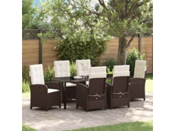 Vidaxl Conjunto De Jantar Para Jardim 7 Unid. Castanho Vime Pe