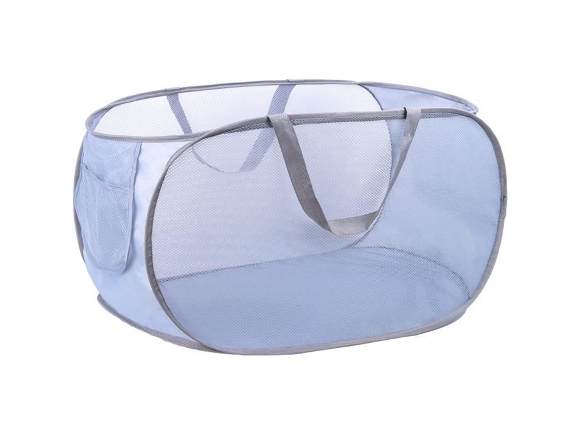 Cesto de Roupa Dobrável, Saco de Roupa Suja em Malha com Bolso Lateral, Organizador de Roupa Suja para Casa, Lavanderia BRILVIBERA