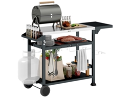 Churrasqueira com Carrinho Acessórios Dimensões 125x65x84cm Preto + Prata SINI TECH STORE