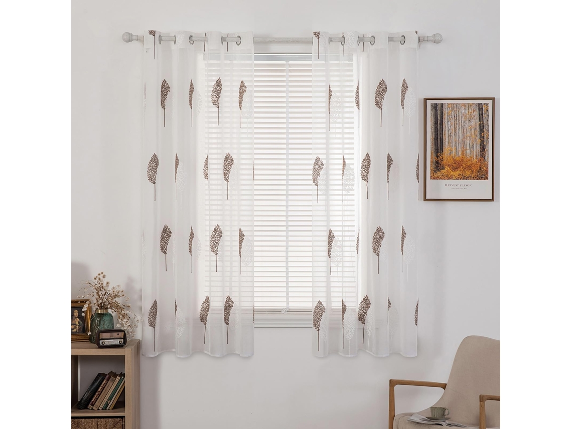 Cortinado Ehstmind Padrão Árvore Transparentes Ilhós Multicor (70x70x50)
