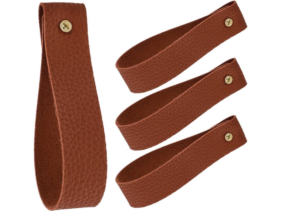 Conjunto De 4 Tiras Couro Para Pendurar Na Parede Com Parafusos, Ideais Para Varão De Toalha E Cortina Banheiro, Estilo