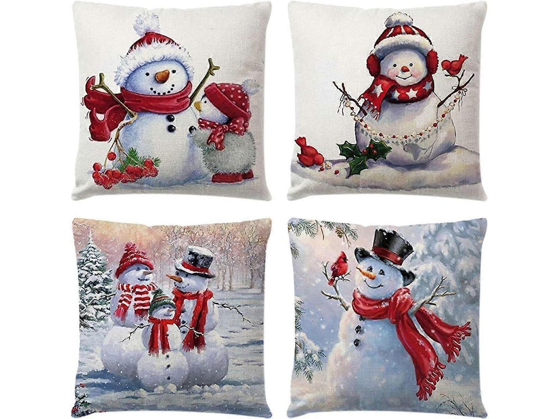 Capa De Almofada De Natal 45x45 Cm Conjunto De 4