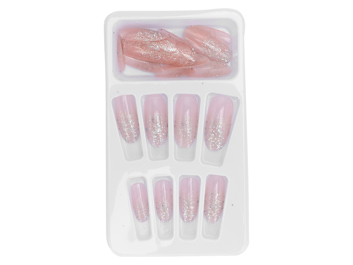 24 Postiças Brilhantes com Glitter para Mulheres e Homens, Ferramenta de Manicure Requintada e Moda