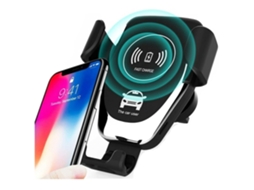 Carregador Veicular Sem Fio Rápido Qi Smart Smart Na Cor Preta