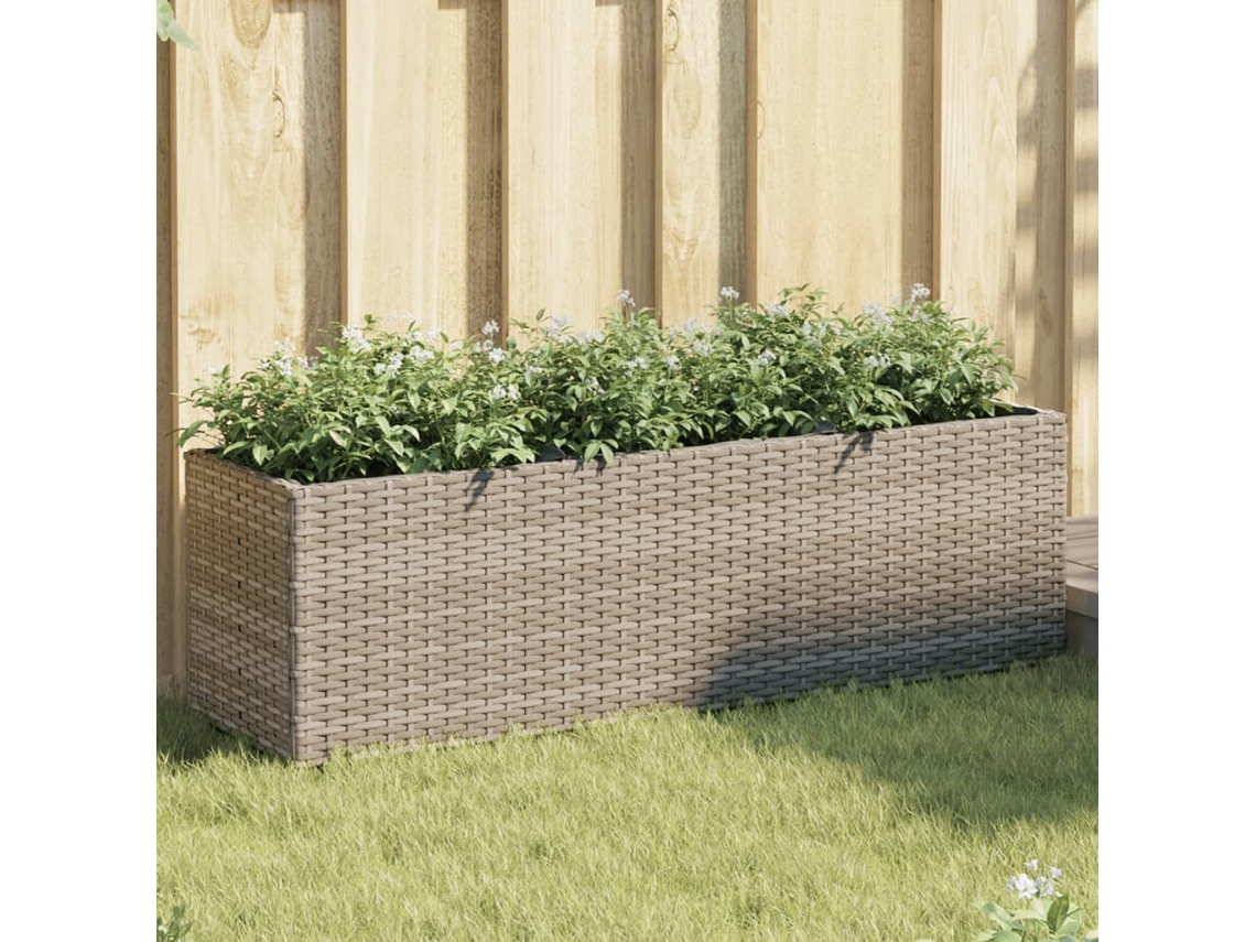 Vidaxl Canteiro Jardim Com 3 Vasos 105x30x32 Cm Vime Pe Cinzento