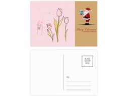 Pacote com 20 Cartões postais Estampa de Tulipas e Moinho Vento 14,6 X 9,8 Cm