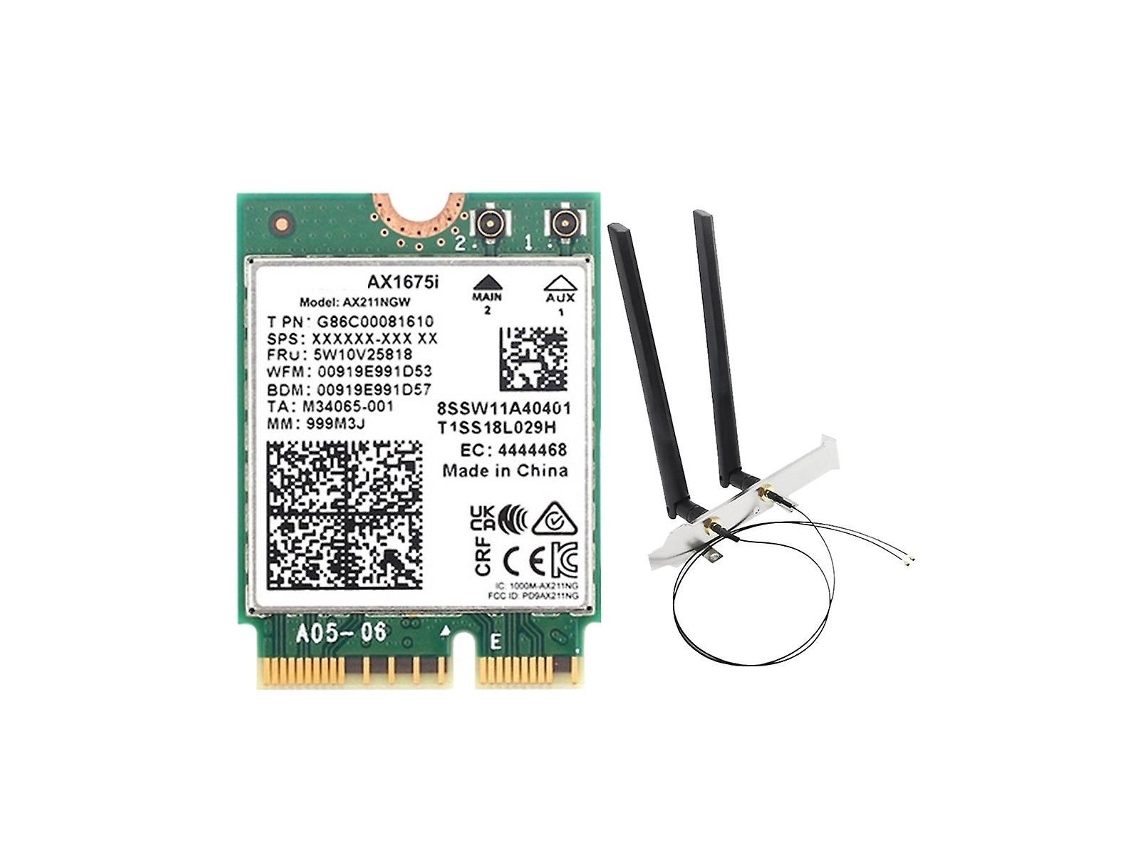 Lurelia Placa Wi-fi M.2 Ngff Ax1675i Ax211 Wi-fi 6 2,4 Gbps Dual Band 2,4/5 Ghz Tri Band 2,4/5/6 Ghz Bluetooth 5.2