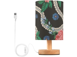 Abajures abstratos Frodotgv em vermelho e marrom, abajures pequenos com USB, luminárias de mesa para crianças