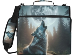 Howling Wolf Moon Pasta De 3 Argolas, Organizador Resistente À Água Trabalhos Escolares E Laptop De 14 Polegadas