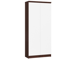 Estante Akord R80 Wenge, 80 Cm, 2 Portas, Frente Na Cor Branco, 4 Prateleiras, 80 × 35 × 180 Cm