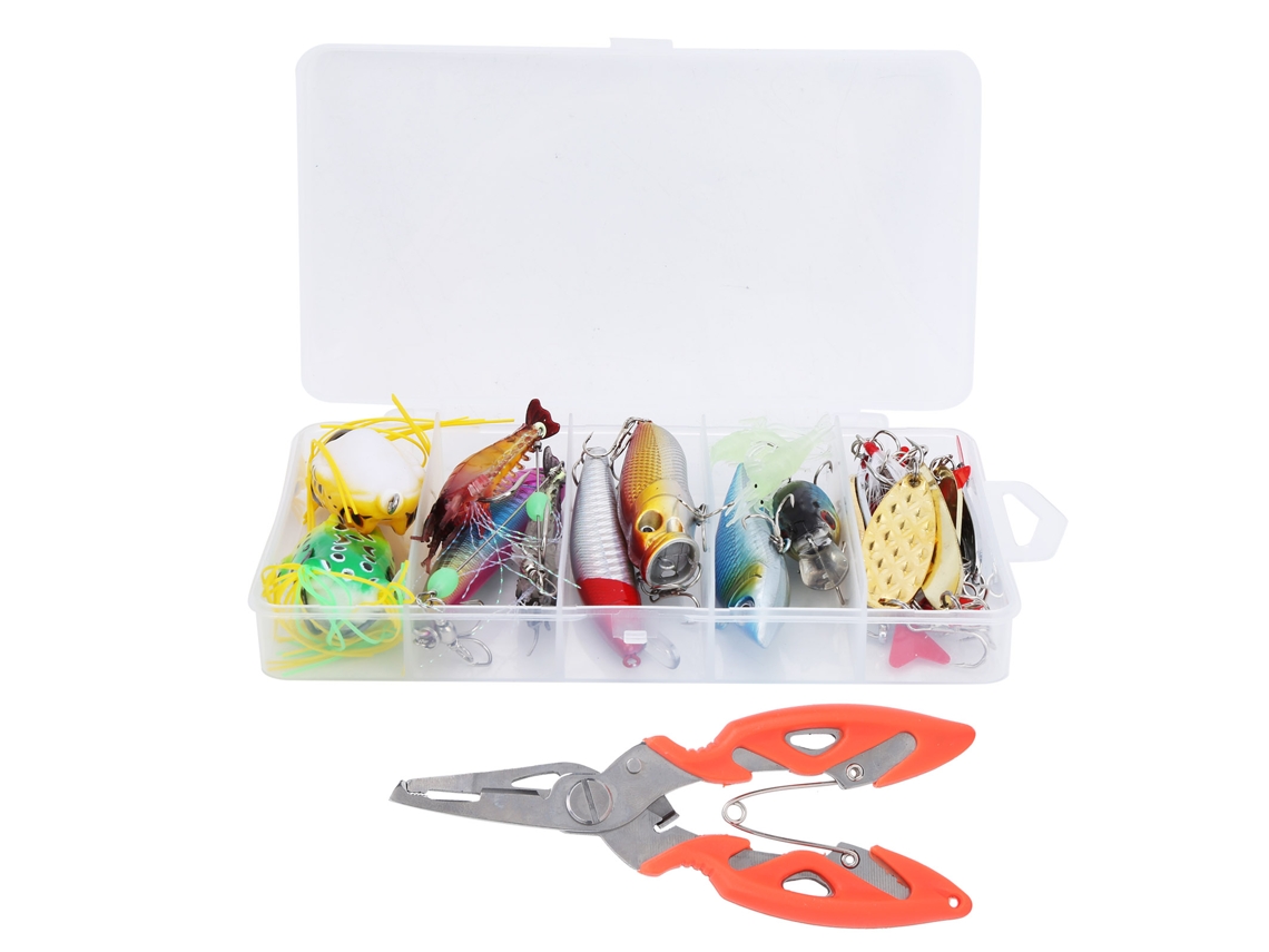 Fishing Tackle Box Hard Bait Kit (mixed Soft And Hard Baits With Pliers) 22pcs/box Lure Set