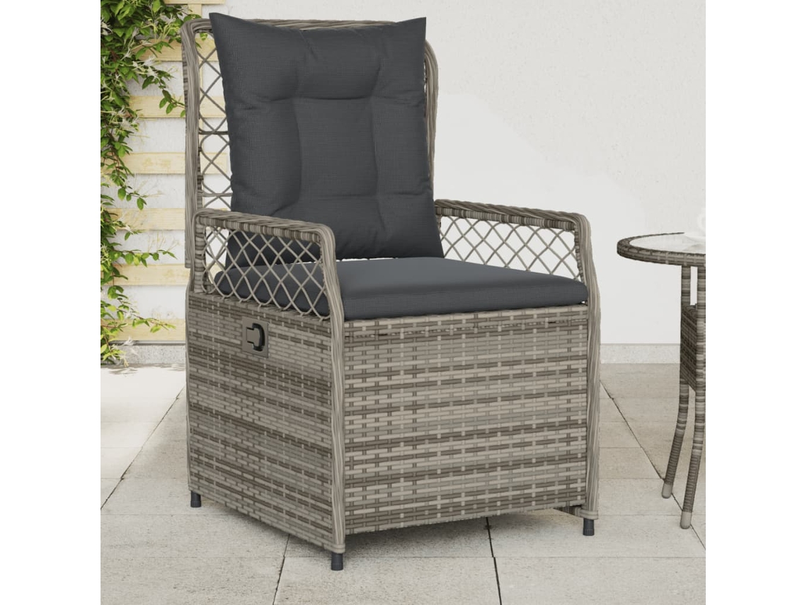 Vidaxl Cadeiras De Jardim Reclináveis 2pcs Vime Pe Cinza