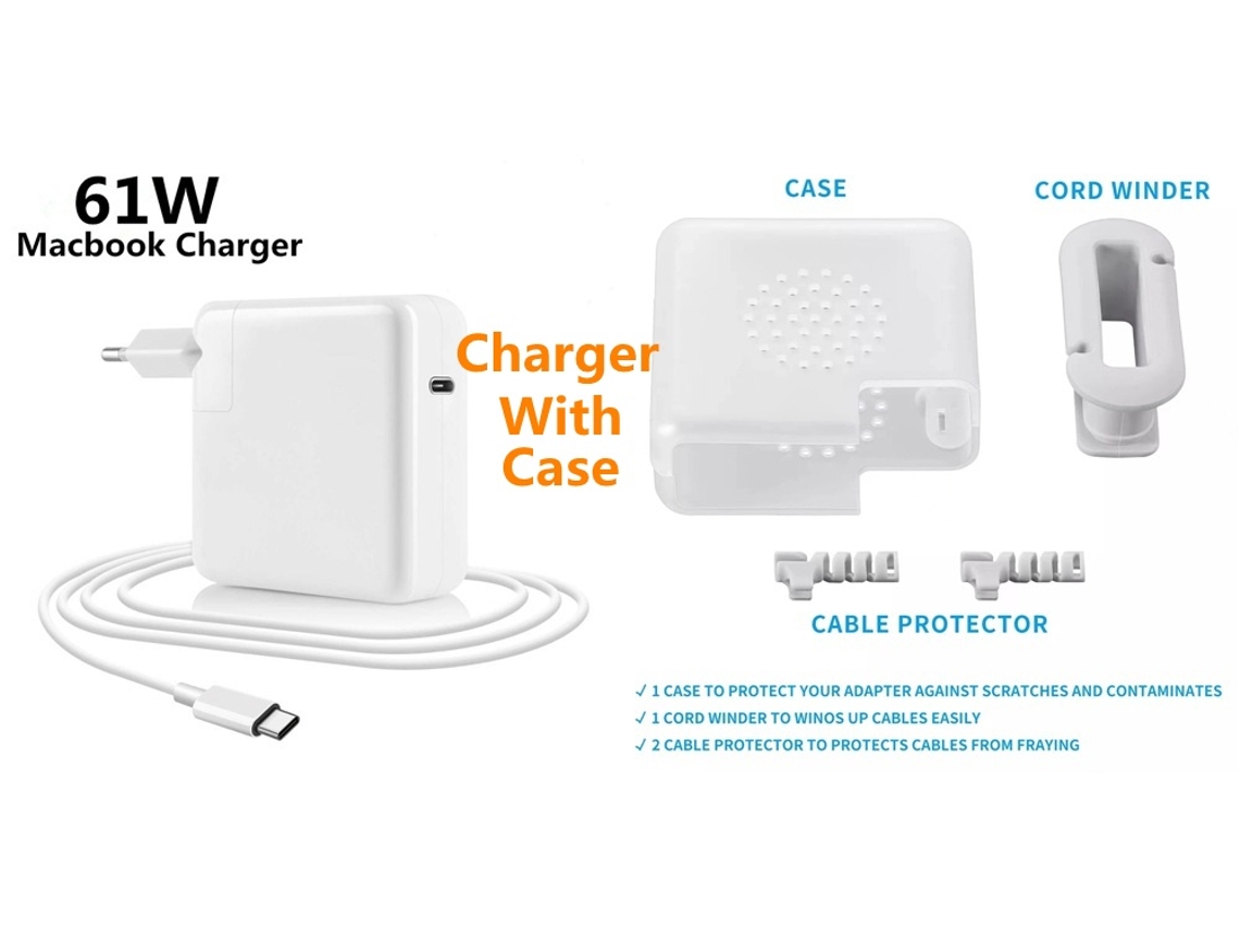 Lurelia Carregador Para Portátil A1718 A1882 Usb-c 61 W Para Apple Macbook Pro 13 M1 A1718