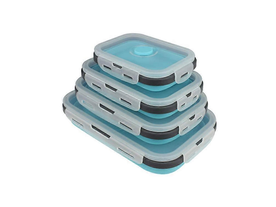 Recipiente Dobrável De Silicone Para Armazenamento De Alimentos Com Tampa, Lancheira Bento Para Piquenique, Conjunto De 4 Olysi Shop
