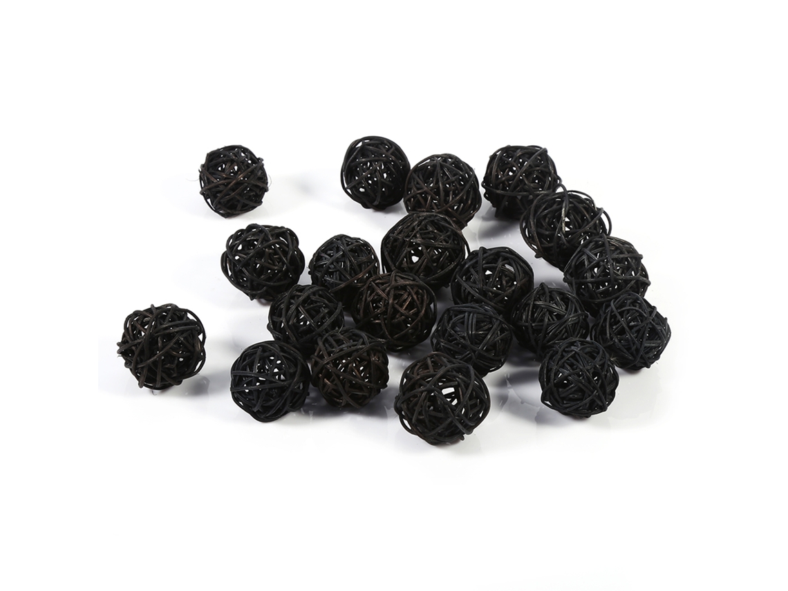 KOFIHETY 20 bolas de vime para decoração de casamento, Natal, aniversário e festa (preto)