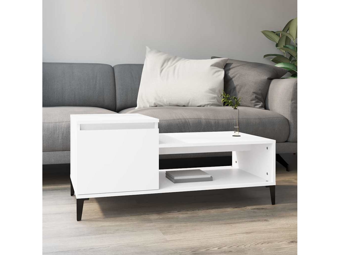 Vidaxl Mesa De Centro 100x50x45 Cm Derivados De Madeira Branco