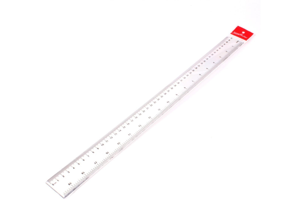 Régua de plástico transparente de 50 cm, conjunto de 6 unidades para estudantes.