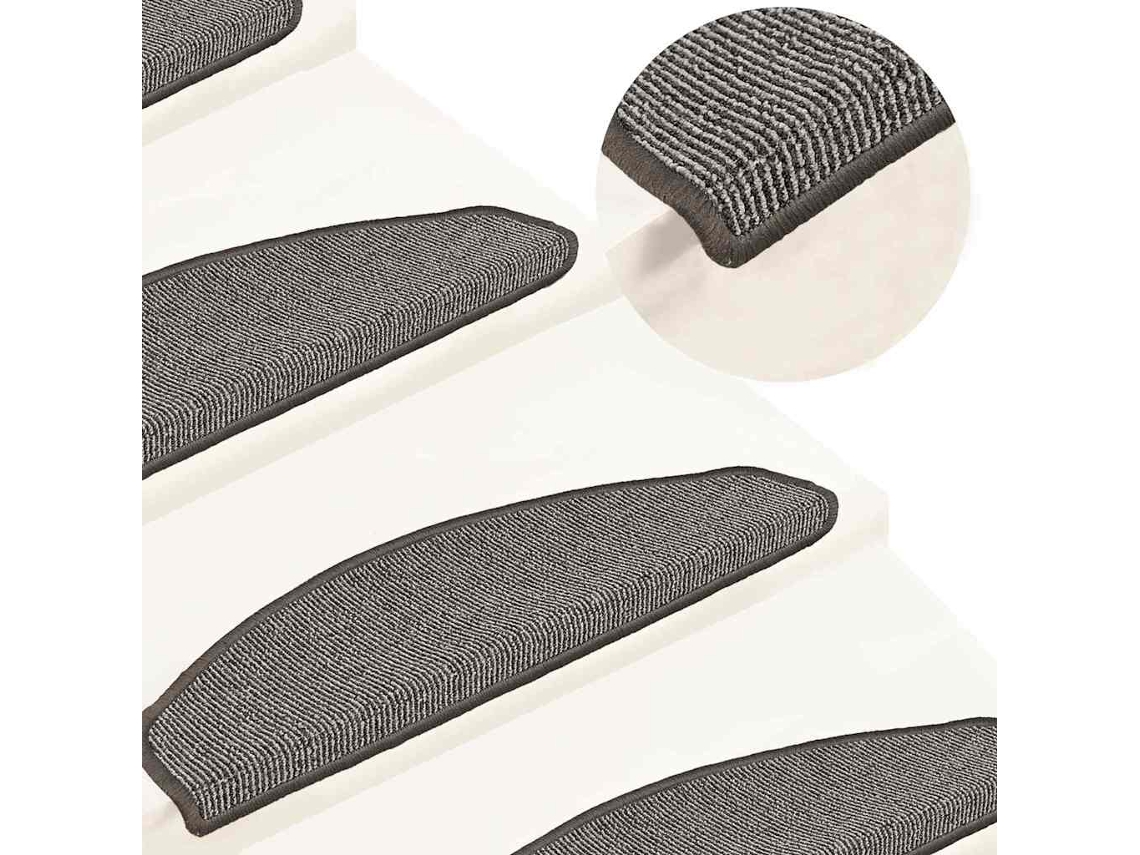 Vidaxl Tapetes De Escada 15 Peças 65x21x4 Cm Cinza Semicircular Grande
