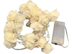 Luminária Decorativa De Rosa Artificial Com 30 Leds E Bateria 0,36 W.