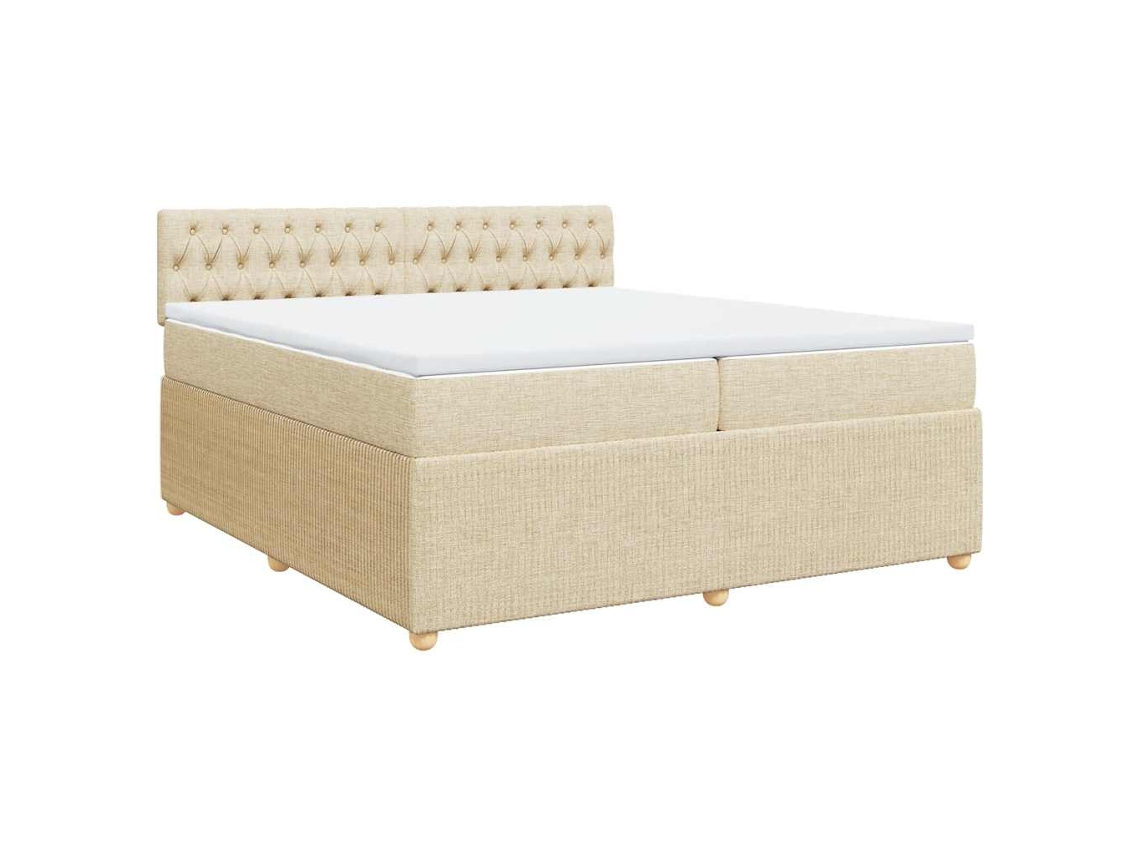 Cama com Molas/colchão 200x200 Cm Tecido Cor Creme MAISON EXCLUSIVE