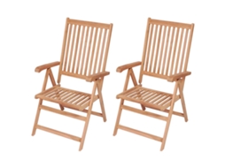 Cadeiras De Jardim Reclináveis 2 Pcs Madeira Teca Maciça Dkd Home Decor