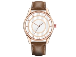 Relógio de Pulso Masculino de Moda com Pulseira Pu Mostrador Redondo Analógico Quartzo (dark Coffeewhite)
