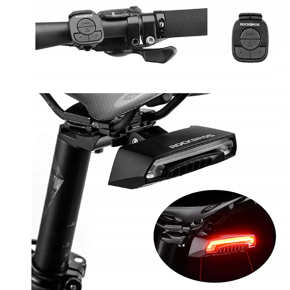 Lâmpada Traseira De Bicicleta Rockbros Lkwd R1 Para Bicicleta Com Laser E Controle Remoto